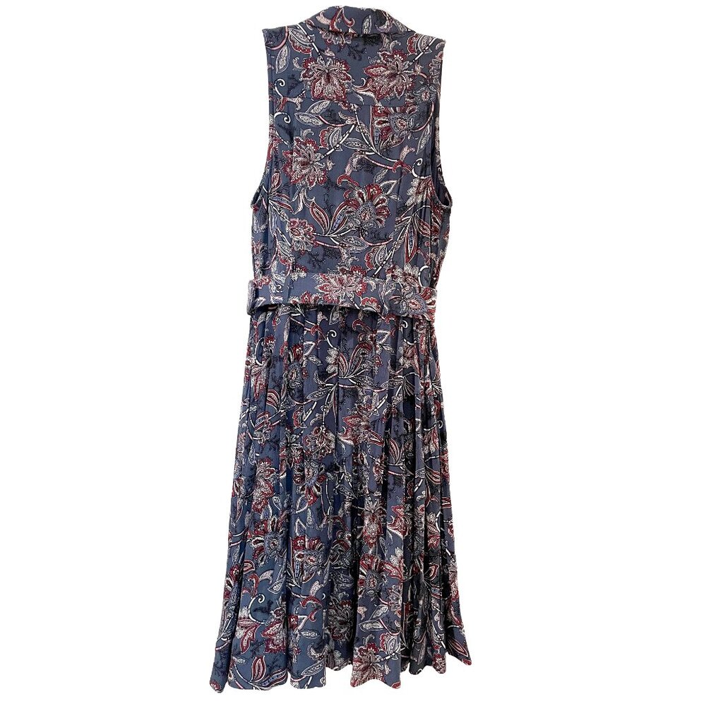 Anthropologie Maeve Calia Sleeveless Belted Shirtdress Blue White Size 0 - Picture 4 of 11